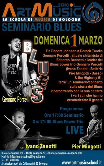 Gennaro Porcelli e Blues Power Trio a Bologna per seminario Blues e concerto