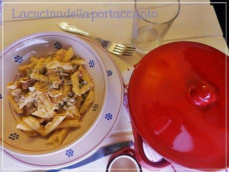 Garganelli mignon ai piselli e pancetta tesa al ginepro / Garganelli mignon peas and bacon with juniper