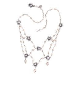 YvoneChrista - C4139 - Cream Pearl & White CZ euro 518 collana con tanti fiori e perle