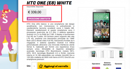 HTC One  E8  White   Gli Stockisti  Smartphone  cellulari  tablet  accessori telefonia  dual sim e tanto altro