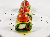 Involtini zucchine, pomodorini mozzarelline Mini rolls with zucchini, cherry tomatoes mozzarella