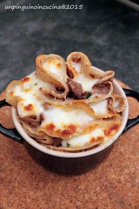 Crespelle al farro (senza uova e senza latte) con funghi e stracchino