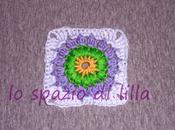 Piastrellina crochet "Raggio sole",schema punti Sunburst granny square chart stitches