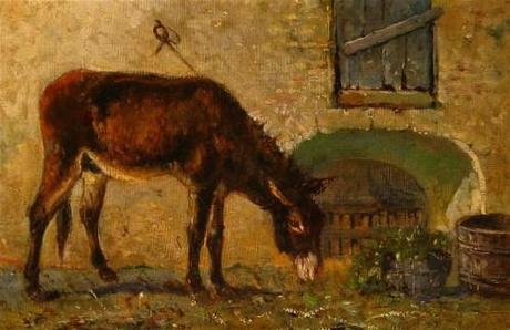 Vincenzo Bruzzese: ASINO, 1902, olio su tela, 19,50×29,50 cm
