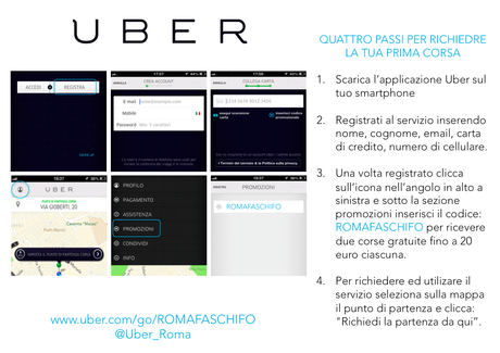 Liberalizzazioni insabbiate dal Governo? 2 corse Uber da 20 euro gratis per i lettori di Roma fa Schifo che iniziano ad usare la app. Sfruttate la convenzione e fateci sapere