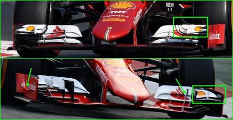 Test Barcellona: nuova ala anteriore sulla Ferrari SF15-T