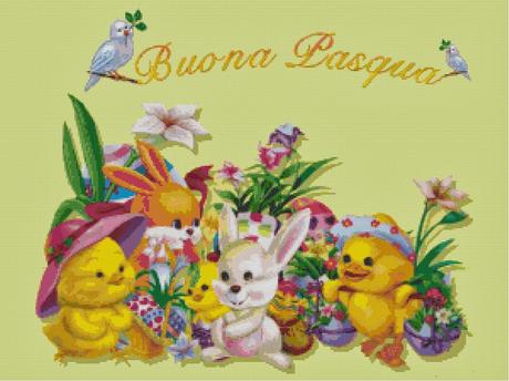 Schema per il punto croce: Quadretto Buona Pasqua