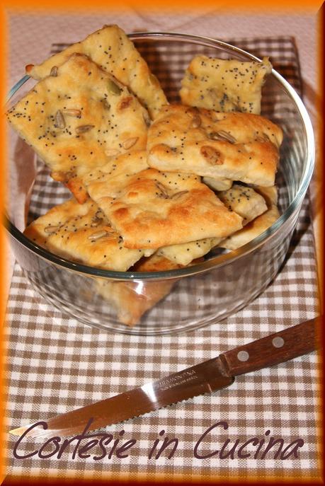 Schiacciatine croccanti con semi di zucca ,girasole,sesamo e papavero