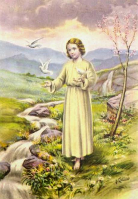 Cartolina per augurare Buona Pasqua con Gesù fanciullo