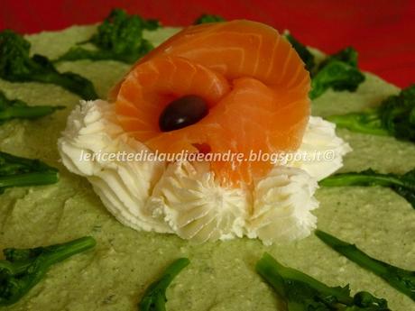 Cheesecake salato con cime di rapa e salmone affumicato