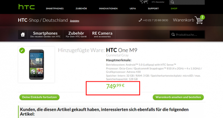 Der Artikel wurde Ihrem Warenkorb hinzugefügt.   Der offizielle HTC Shop    Germany