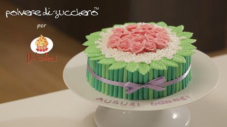 videoricetta tutorial passo a passo dolcidee paneangeli cameo polvere di zucchero cake design torta bouquet mudcake