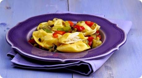 Tortelli di Stoccafisso di Norvegia con dadolata di melanzane e peperoni