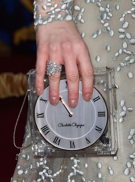 lily-james-cinderella charlotte olympia clock clutch