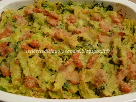 Reginette gratinate al forno, con gorgonzola e cime di rapa, ricetta veloce