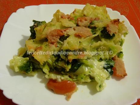 Reginette gratinate al forno, con gorgonzola e cime di rapa, ricetta veloce