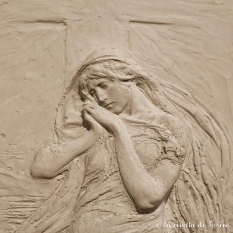 Davide Calandra, particolare del bozzetto in gesso del monumento Vicarj nel Cimitero Monumentale di Torino, 1911.