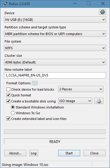 Creare una chiavetta USB di Windows con [Rufus 2.0]
