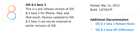 iOS 8.3 beta 3 – Apple lo rilascia agli sviluppatori , Link Diretti al Download! [Completato] [Aggiornamento x2 novità]