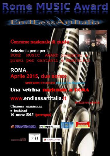 Rome Music Award concorso nazionale di canto per singoli e band nazionali