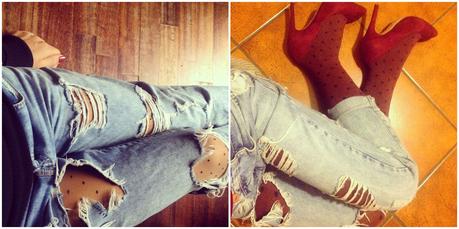 outfit jeans strappati