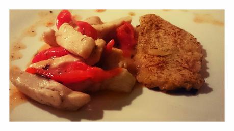 Straccetti di pollo al pomodoro fresco con migliacciola di patate