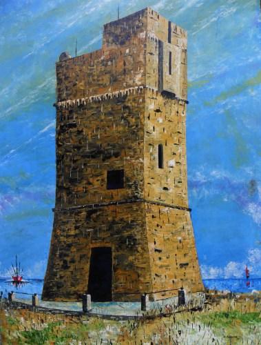 Cesare Cuppone: Torre Palane - Sentinella del Territorio (olio su tavola - spatola - 60 x 80