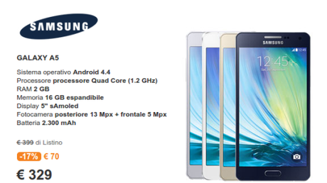 Promozione Sottocosto Unieuro: Samsung Galaxy Note 4 a 599 euro, Samsung Galaxy A5 a 329 euro, Galaxy A3 a 239 euro e altre offerte galaxy a5
