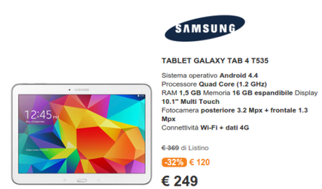 Promozione Sottocosto Unieuro: Samsung Galaxy Note 4 a 599 euro, Samsung Galaxy A5 a 329 euro, Galaxy A3 a 239 euro e altre offerte galaxy tab 4
