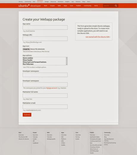 Ubuntu Phone, sviluppare web app con pochi clic