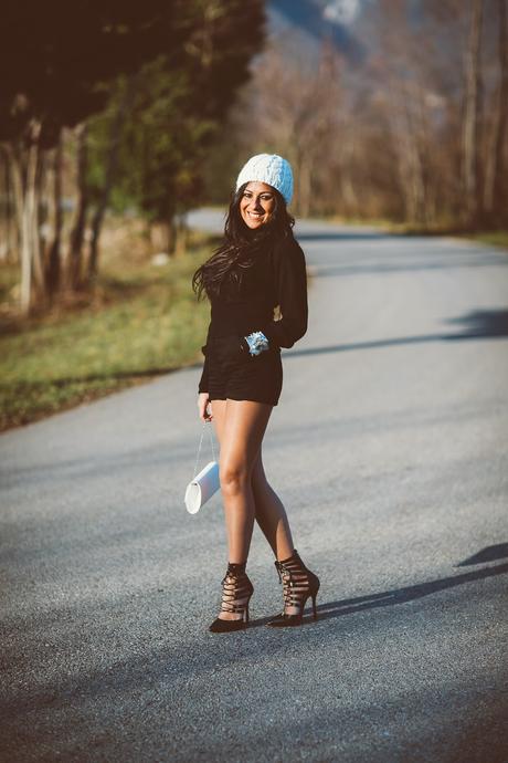 Total Black Outfit  and White Accessories