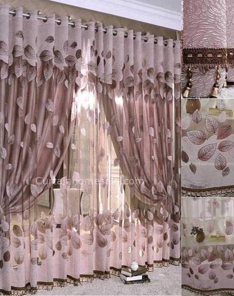 Fall Feeling Leaf Dark Color Sheer and window art curtains