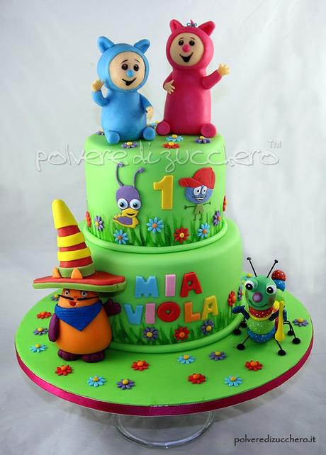 Baby Tv Billye Bam Bam Mick Henry Tully Big Bugs band torta decorata, pasta di zucchero, cake baby tv, polvere di zucchero