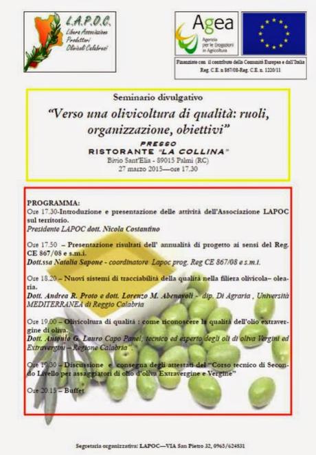 La LAPOC di Reggio Calabria per la qualità dell'olio extravergine di oliva.