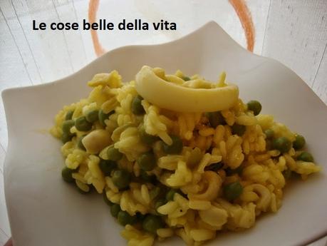 Risotto con seppie, piselli e zafferano