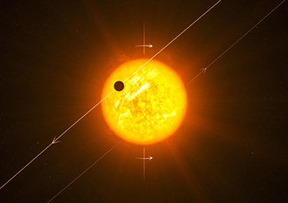 Rappresentazione artistica di un pianeta che presenta un'orbita retrograda. Crediti: NASA/ESA