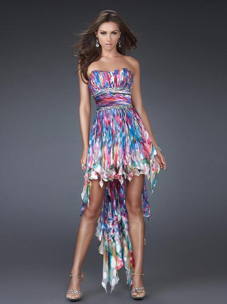 Exquisite Ribbon Sleeveless Strapless Multi-color Chiffon A-Line Homecoming Dresses -wepromdresses.com