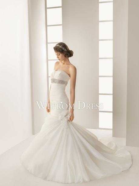 Mermaid/Trumpet Taffeta White Strapless Sleeveless Plus Size|Pear-Shaped|Rectangle Online mermaid wedding dresses  -wepromdresses.com