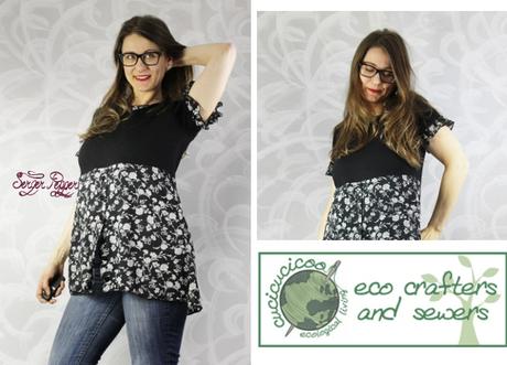 Recupera una maglietta grande e un vestito con fiori fuori moda, mettendoli insieme con questo tutorial di refashion di un vestito! Guest post di Serger Pepper per la serie 