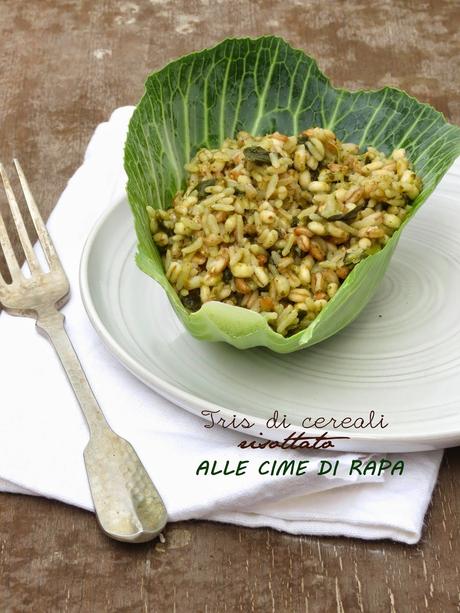 Tris di cereali alle cime di rapa