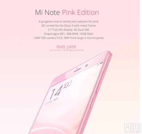 Mi Note pink