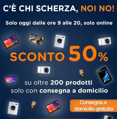 Promozione Unieuro Sconto 50: solo per oggi Galaxy Note Pro 12.2 4G a 399 euro e tante altre offerte solo per oggi 1° aprile 2015 promozione sconto 50 unieuro