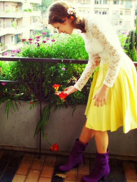 OOTD: Canary yellow and white lace