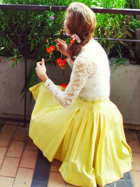 OOTD: Canary yellow and white lace