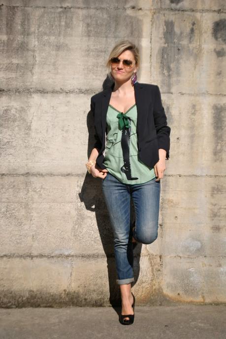 outfit jeans e tacchi outfit top pied de poule outfit blazer nero come abbinare la stampa pied de poule mariafelicia magno colorblock by felym mariafelicia magno fashion blogger outfit jeans skinny jeans con risvolto come abbinare il blazer come abbinare il verde outfit verde outfit primaverili outfit primaverili donna outfit aprile 2015 outfit jeans and heels how to wear jeans and heels how to wear pied de poule top how to wear green how to wear black blazer braids majique earrings how to wear green and purple spring outfit blonde hair blonde girls fashion bloggers italy girls ray ban aviator sunglasser pimkie fornarina francesco biasia 