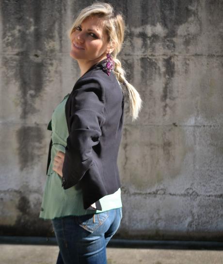 outfit jeans e tacchi outfit top pied de poule outfit blazer nero come abbinare la stampa pied de poule mariafelicia magno colorblock by felym mariafelicia magno fashion blogger outfit jeans skinny jeans con risvolto come abbinare il blazer come abbinare il verde outfit verde outfit primaverili outfit primaverili donna outfit aprile 2015 outfit jeans and heels how to wear jeans and heels how to wear pied de poule top how to wear green how to wear black blazer braids majique earrings how to wear green and purple spring outfit blonde hair blonde girls fashion bloggers italy girls ray ban aviator sunglasser pimkie fornarina francesco biasia