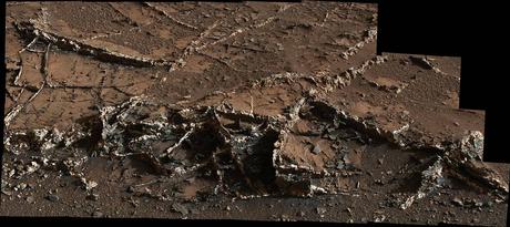 Questa immagine è stata scattata dalla Mast Camera di Curiosity lo scorso 18 marzo e mostra una serie di venature sulla superficie dell'area chiamata Garden City, ai piedi del Monte Sharp. Crediti: NASA/JPL-Caltech/MSSS