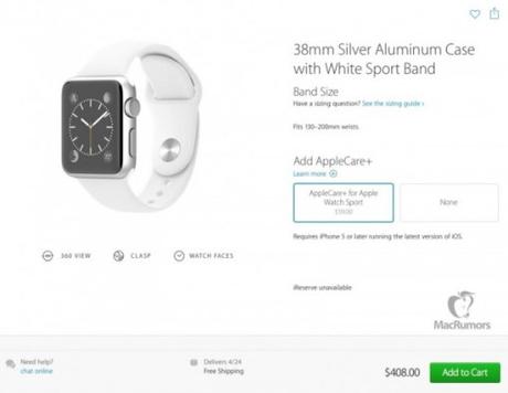 AppleCare+ : Ecco i prezzi per l'Apple Watch