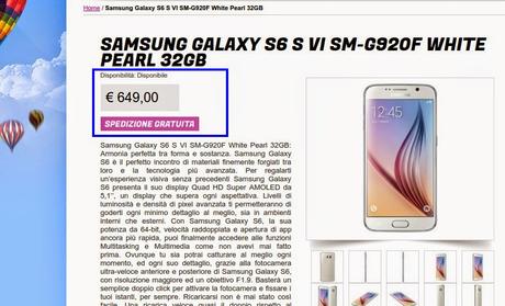 Samsung Galaxy S6 già disponibile all'acquisto da Glistockisti.it a 649 euro