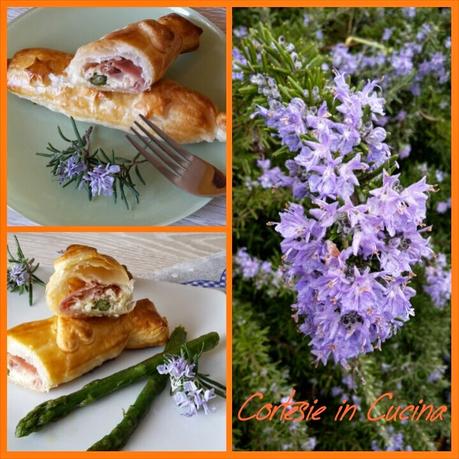 Piccoli Strudel Salati con ricotta prosciutto e asparagi